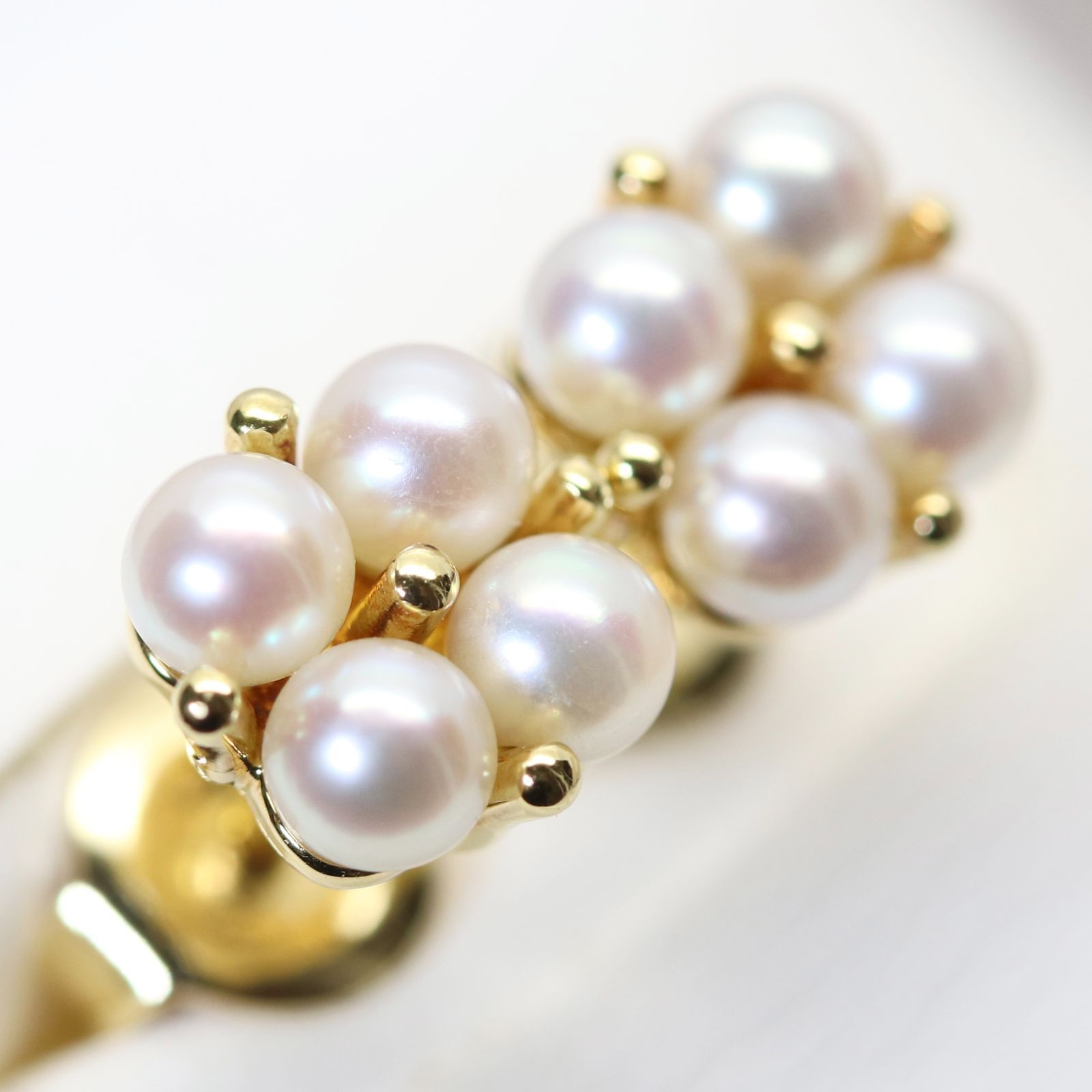 現行 ミキモト K18 ベビーパール フラワー ゴールド ピアス/24