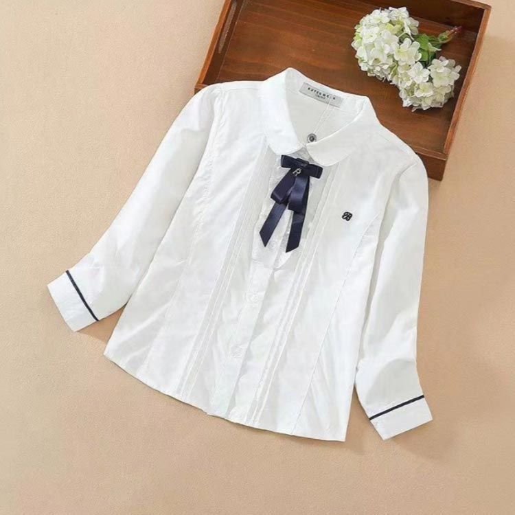 女の子 シャツ フォーマル 子供 ブラウス 120 130 長袖 シャツブラウス トップス キッズ ワイシャツ 襟付き スーツインナー ユニフォーム フォーマル ジュニア 小学生 通園 受験 面接 入 dongdong8697