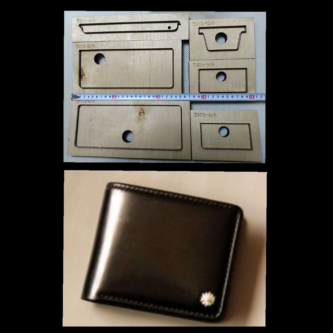 ハンドメイド 抜き型 打ち抜き 型 パンチ 二つ折り 財布A レザー