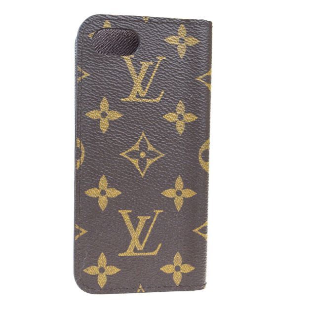 【中古】 ルイ・ヴィトン(Louis Vuitton) モノグラム レザー 手帳型/カード入れ付きケース iPhone 7 対応 ブラウン 07FA862