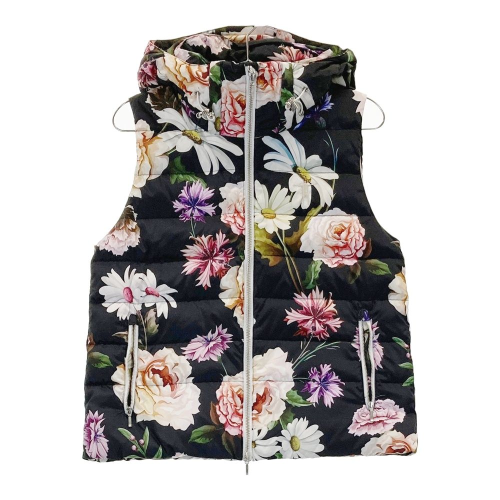 サイズ：M T-MAC ティーマック フード付 ダウン ジップベスト 花 総柄