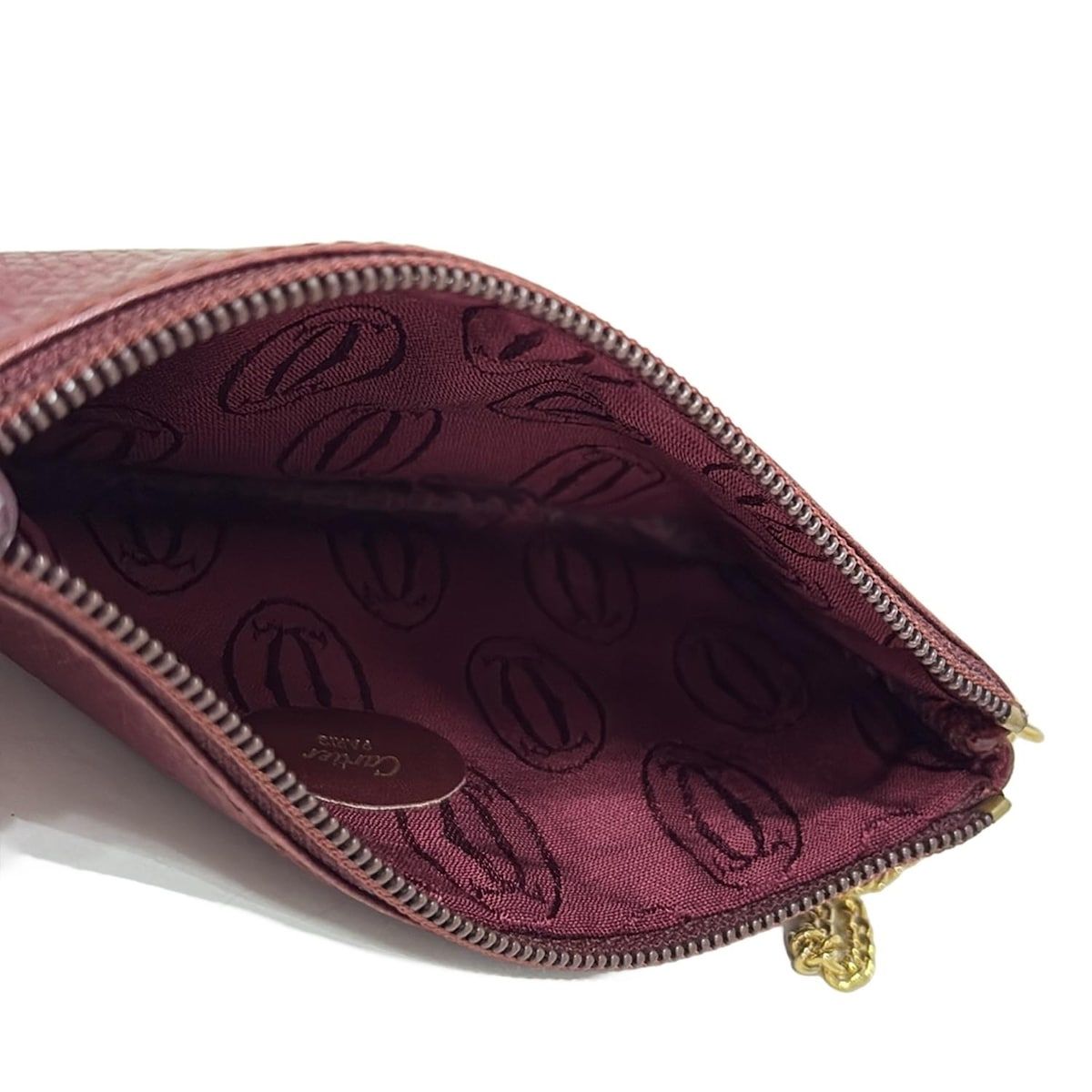【美品】Cartier カルティエ マストライン ポーチ ゴールドチェーン Cartier - カルティエ マストライン アクセサリーポーチ レザー