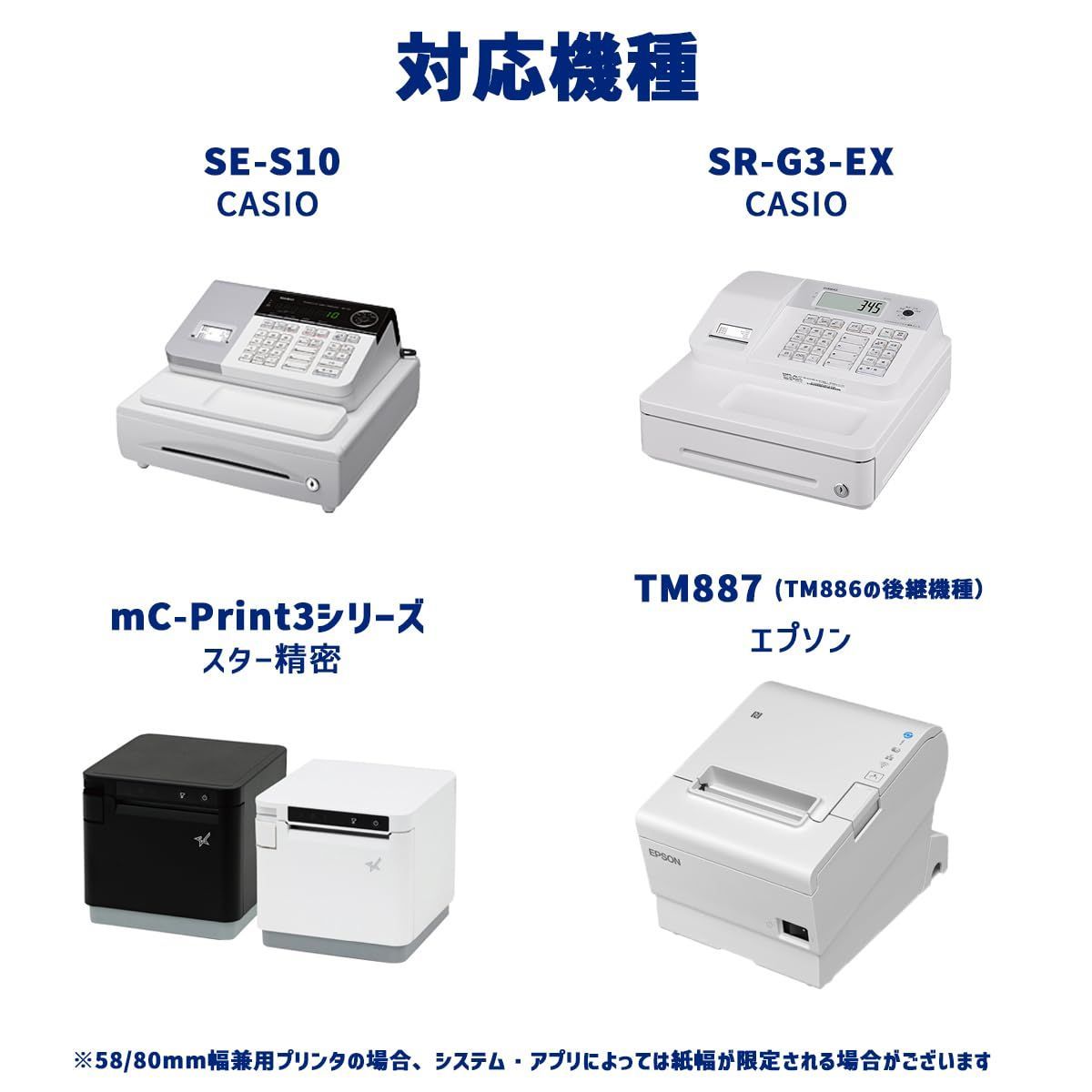 大人気】ビジコム純正 輸入紙 国内加工 感熱レジロール紙 58mm幅×外径