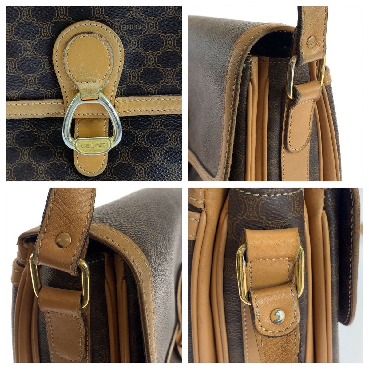 【美品】セリーヌ コイン サッシュベルト シルバー ダークブラウン マカダム 2289f681c1062b73fe1d3f9ca5d207