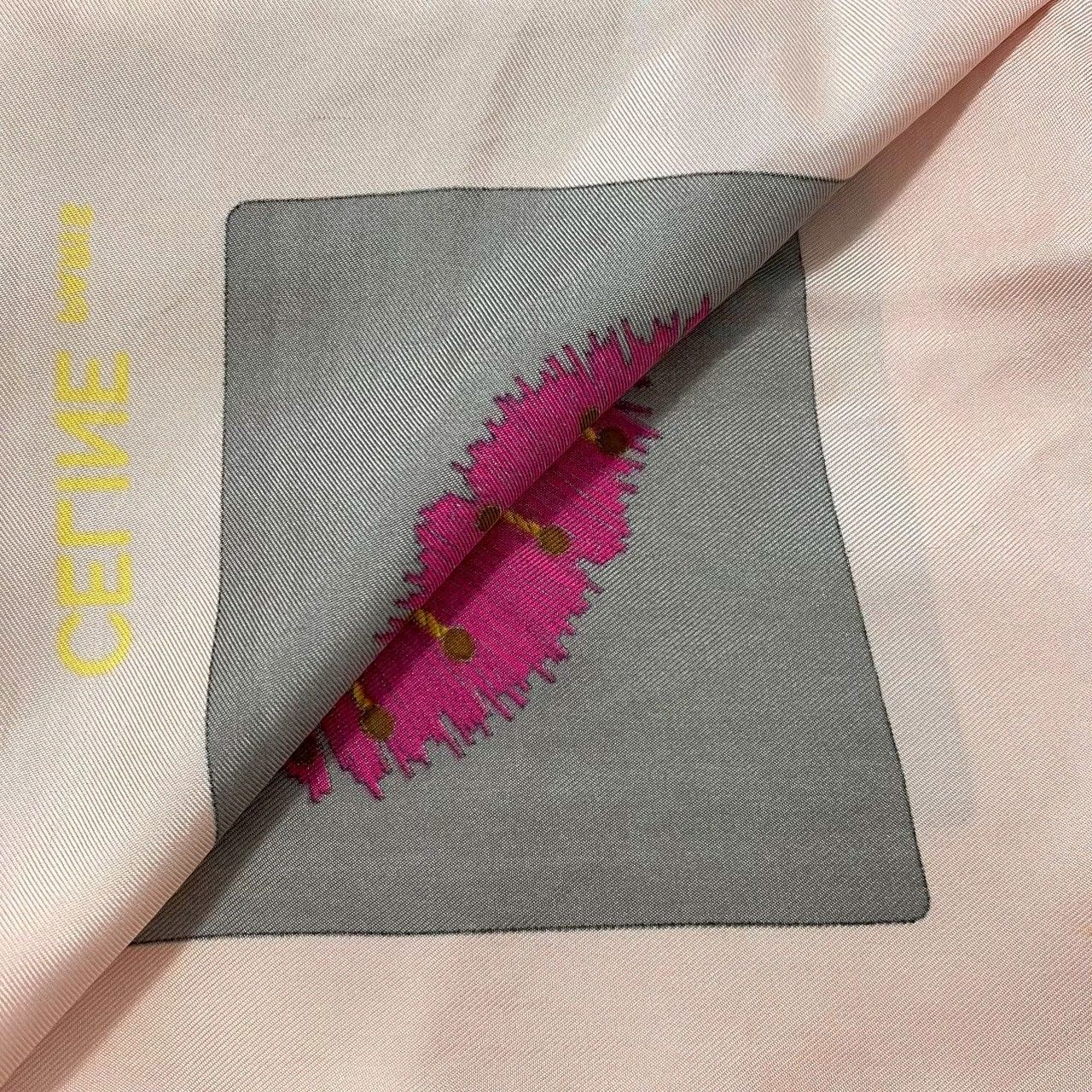 CELINE】スカーフ 馬車柄 ピンク グレー アイボリー 大判