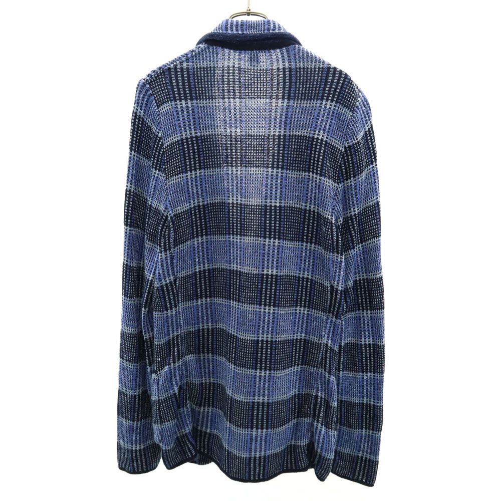 美品 LARDINI ニットテーラードジャケット ネイビー コットン イタリア製 LARDINI ラルディーニ ショールカラー メタルボタン ダブル