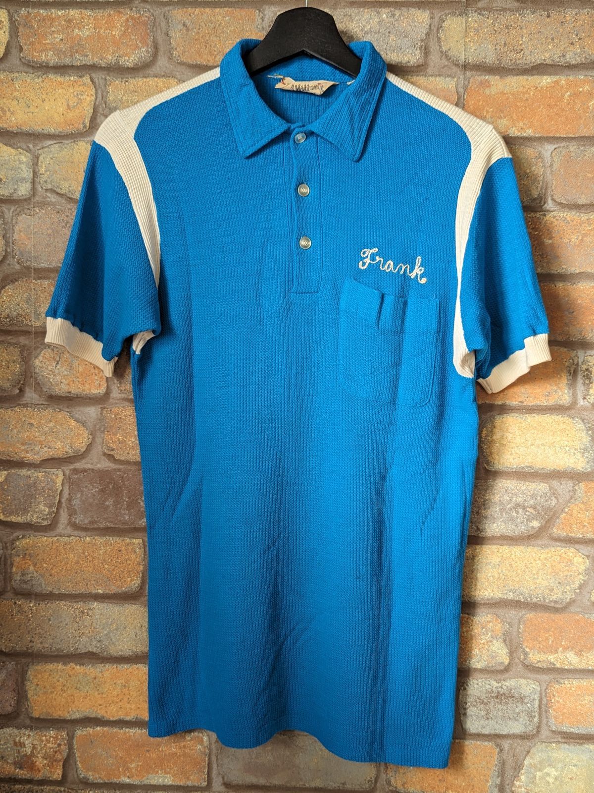 60s Hilton】 BowlingShirt Pullover ChainStitch Blue Vintage 60年代
