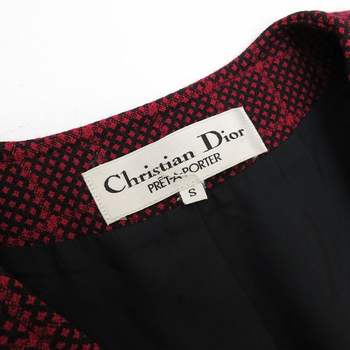 未使用級　極美品　クリスチャンディオール　チェック　ノーカラージャケット Christian Dior - 本物 現行タグ クリスチャンディオール ダイヤ