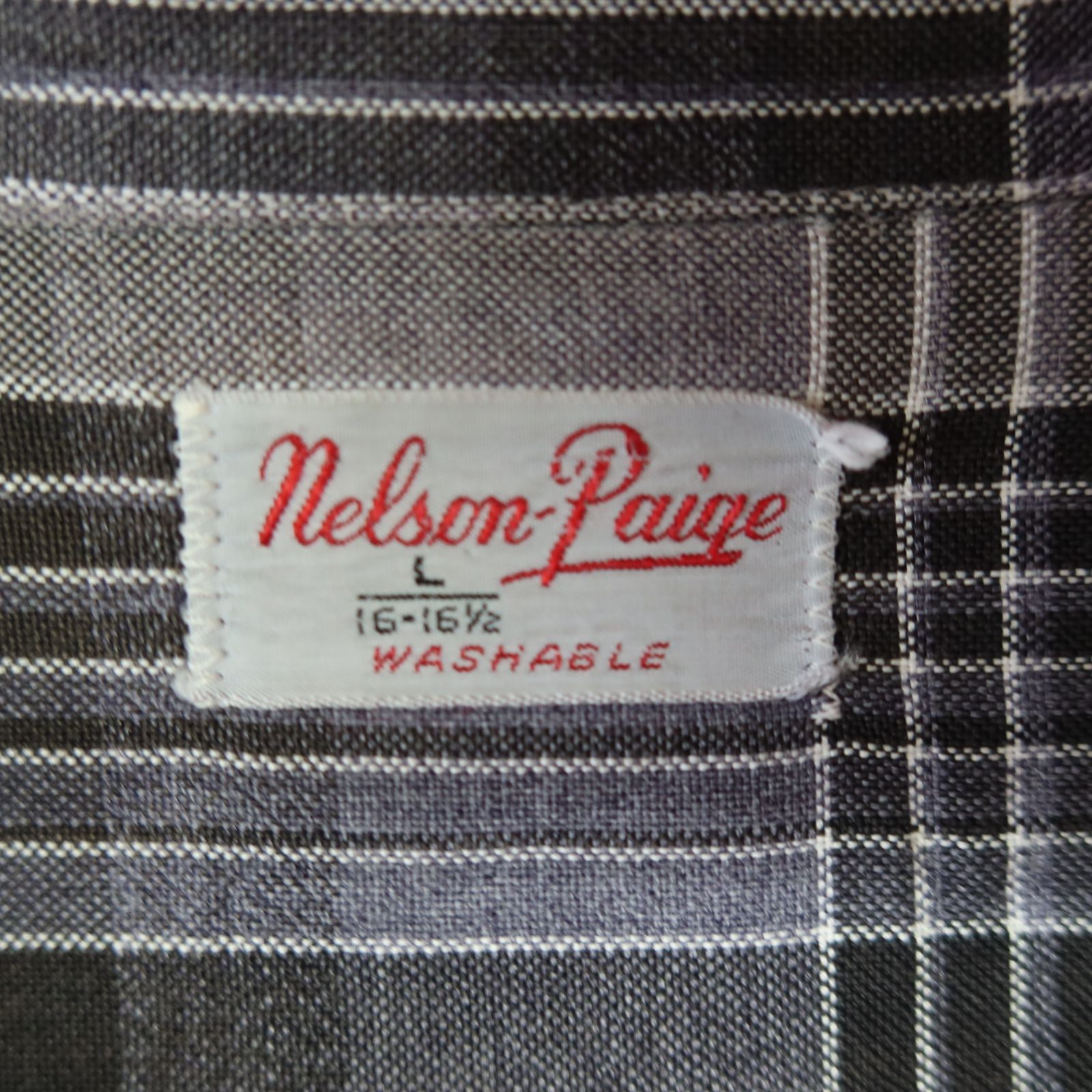 50s～ Vintage US古着☆Nelson Paige ネルソン 長袖 開襟シャツ オンブレ SIZE L グレー 希少カラー 50's 50年代