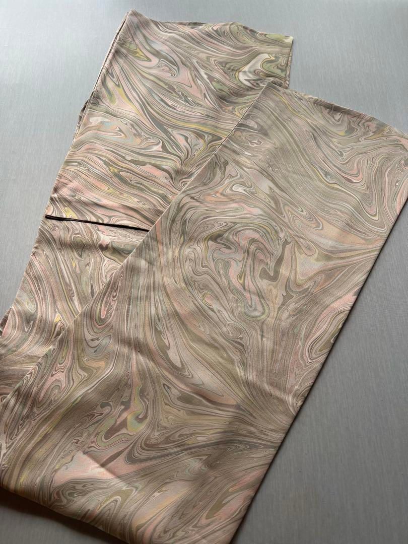 単衣 小紋 墨流し グレージュピンク