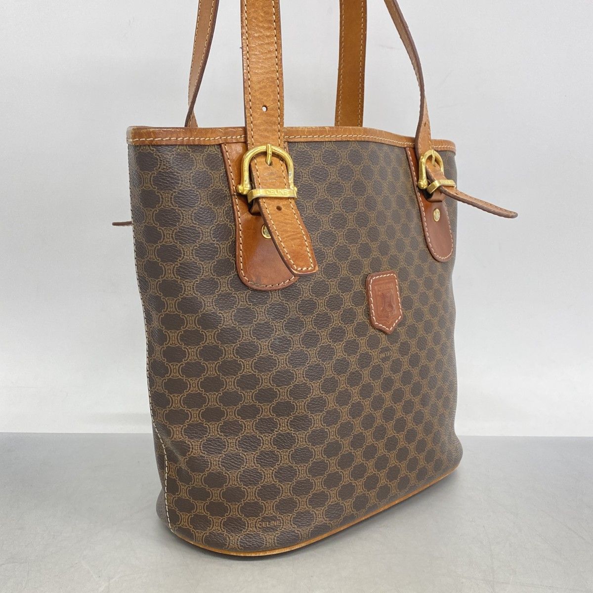 【CELINE】トートバッグ　マカダム柄　ベージュ　ブラウン　PVC CELINE】トートバッグ マカダム柄 ベージュ ブラウン PVC CELINE