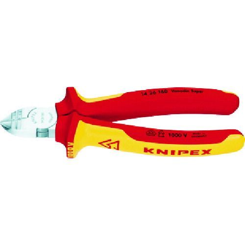 ＫＮＩＰＥＸ 絶縁穴付きニッパー １０００Ｖ １６０ｍｍ