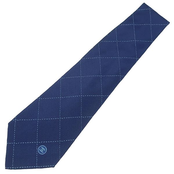シャネル CHANEL ネクタイ 格子柄 9.5cm シルク ネイビー 紺 シャネル CHANEL ネクタイ 格子柄 9.5cm シルク ネイビー 紺