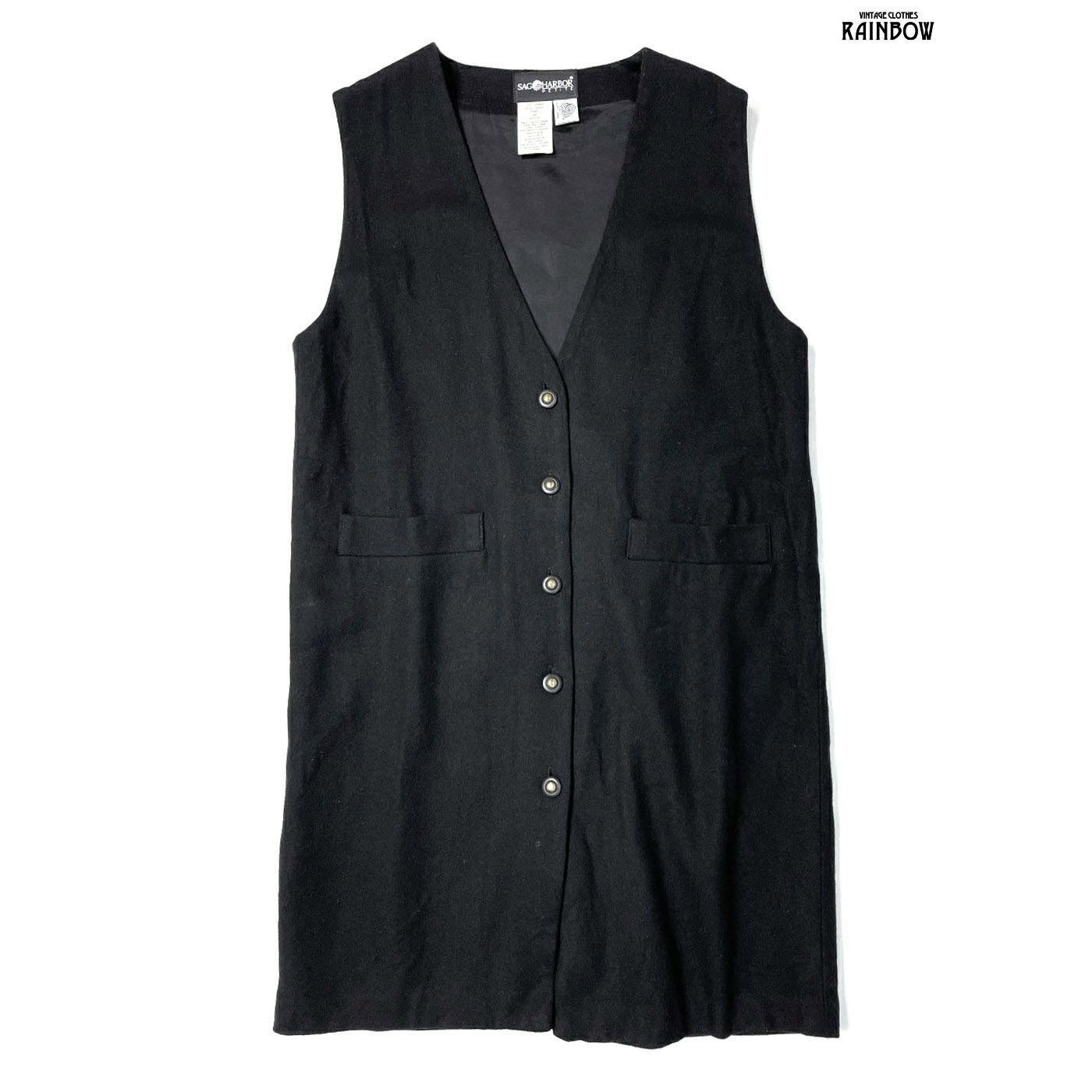 ヴィンテージレトロ古着SAGHARBORピュアウールノースリーブワンピース  