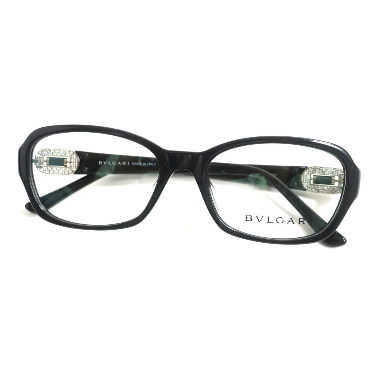 極美品▽BVLGARI ブルガリ 4071-B-F 501 ラインストーン付き 黒縁