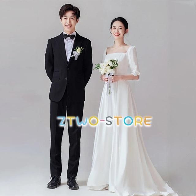 ウェディングドレス 白 ウェディングドレス 袖あり 五分袖 半袖 ウェディングドレス 大きいサイズ 3L 4L 小さいサイズ シンプル トレーンWP 929