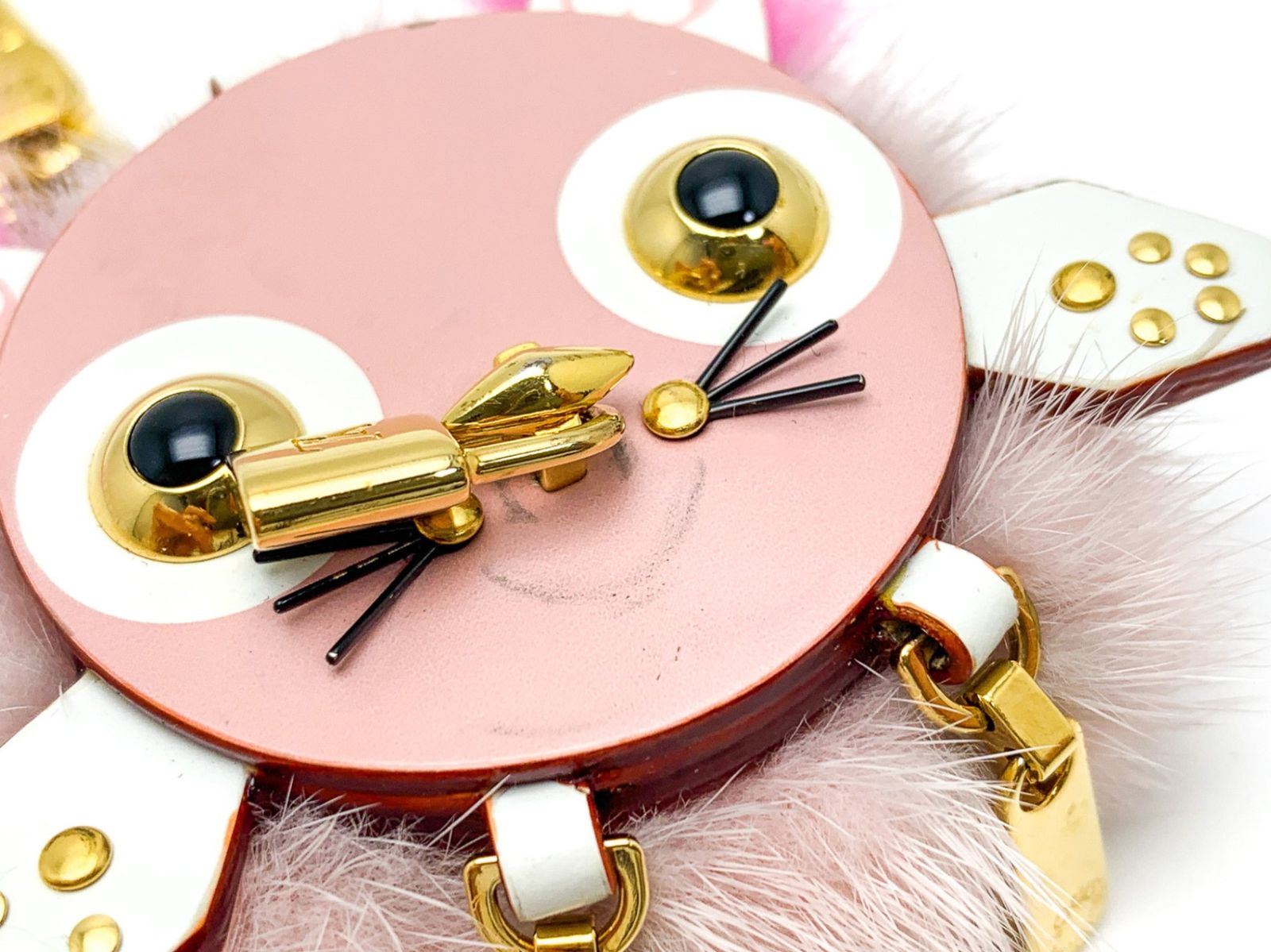 極美品 ルイヴィトン モノグラム バッグモチーフ チャーム キーホルダー ピンク LOUIS VUITTON ルイヴィトン ビジューサック ワイルドファー