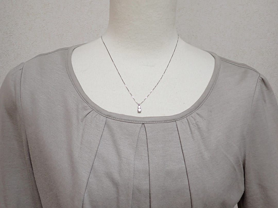 PT850 プラチナ ピンクダイヤ ペンダント ベネチアチェーンネックレス  