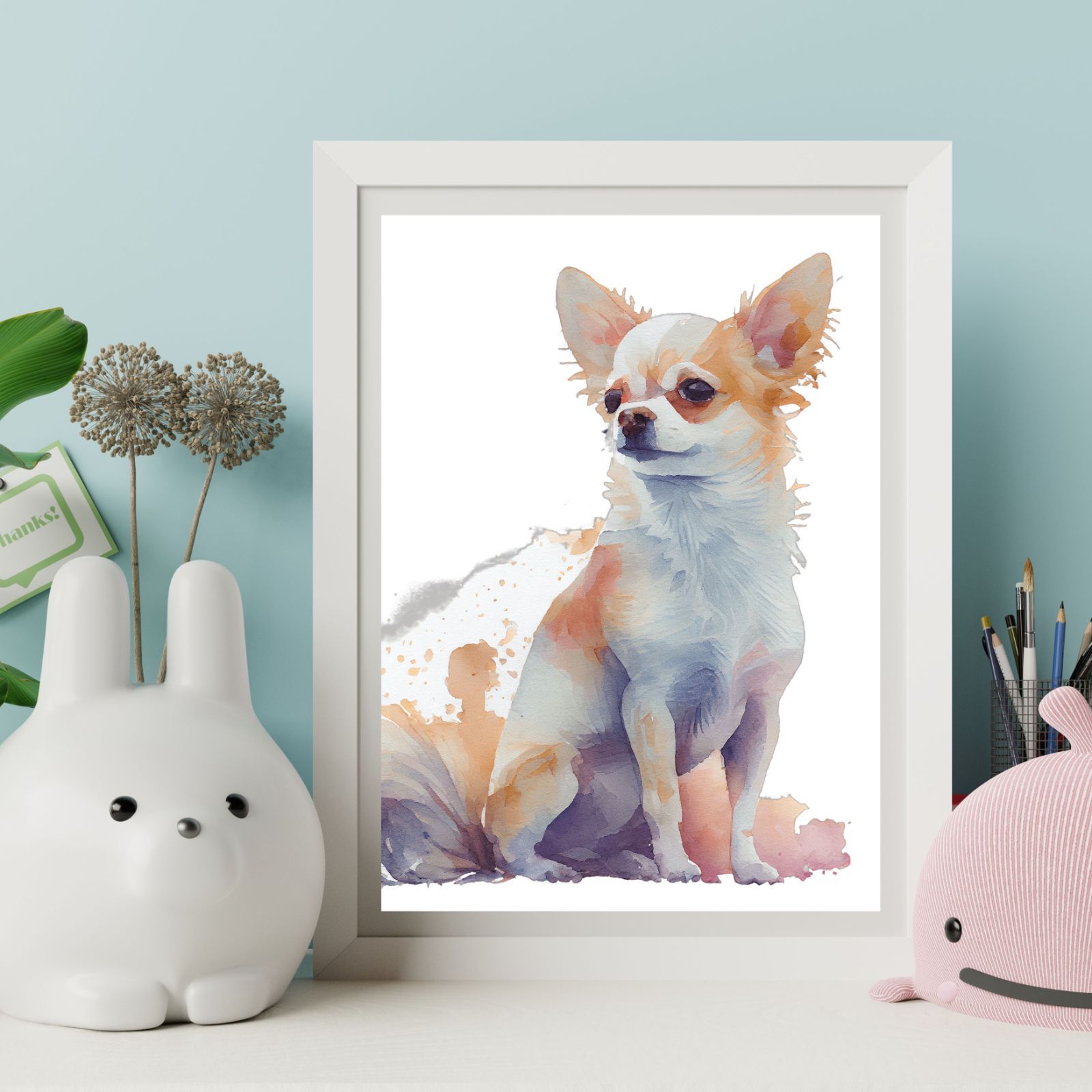 【特殊アート】犬の水彩画風特殊アート（額入り・NFT） 犬の水彩画風特殊アート③（額入り・NFT）
