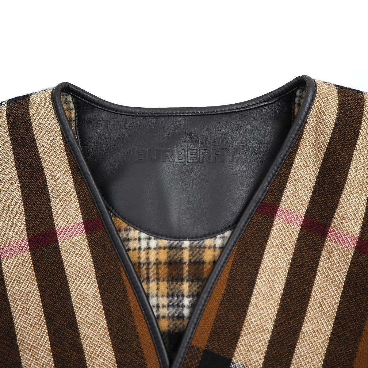 BURBERRY ポンチョ ケープ バーバリーチェック柄 ブラック F ウール BURBERRY ポンチョ ケープ バーバリーチェック柄 ブラック F