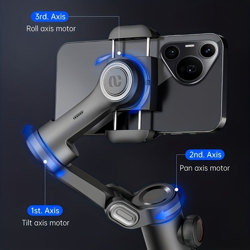 iPhoneやXiaomi Samsungなどのスマートフォン用の折りたたみ式の3軸ハンドヘルドジンバルスタビライザーで ビデオ撮影やVlogに最適です TELEC認証済