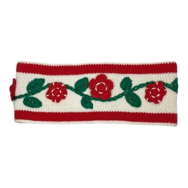 新品 グッチ GUCCI ヘアバンド ターバン フラワー 花 刺繍 ニット