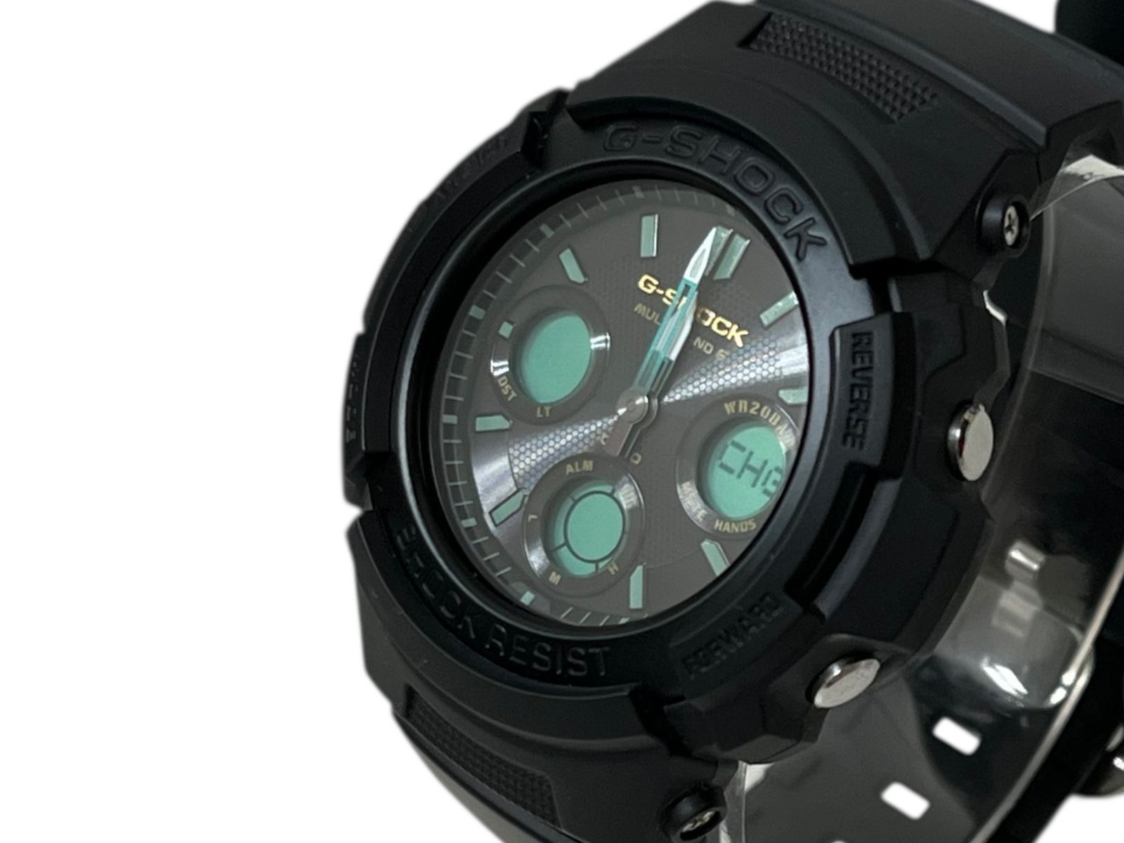 CASIO カシオ G-SHOCK Gショック MULTIBAND6 マルチバンド6 タフソーラー デジアナ腕時計 AWG-M100RC ブラック×グリーン メンズ|065