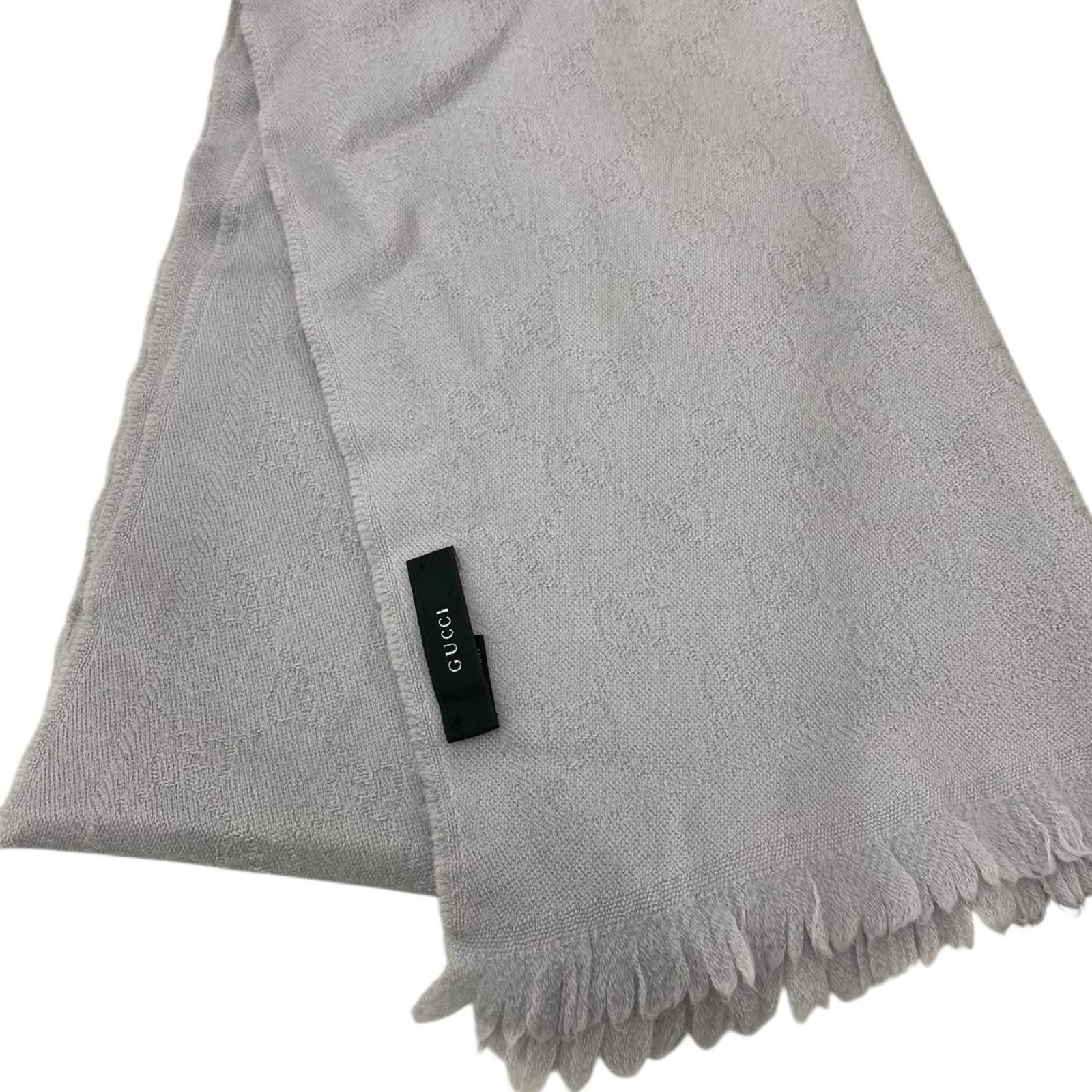 186005 GUCCI グッチ GG柄 ウール マフラー ラベンダー
