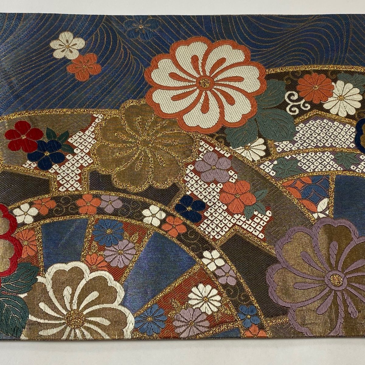 袋帯 秀品 片輪車 草花 刺繍 箔 藍色 六通 正絹 【中古】 - メルカリ