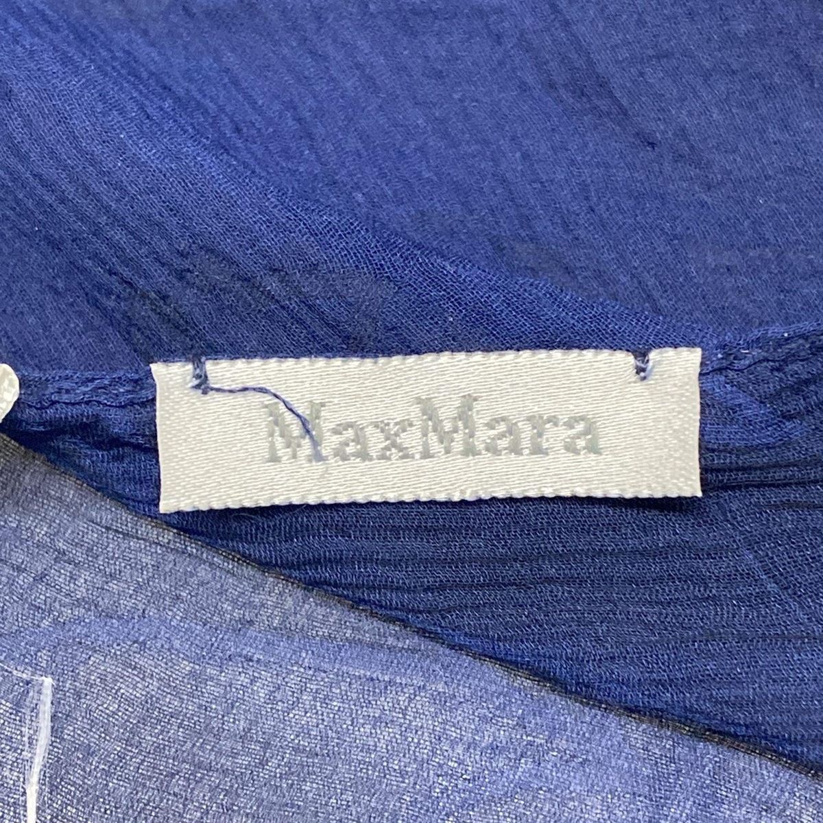 Max Mara マックスマーラ ストール ショール - ネイビー フリンジ シルク