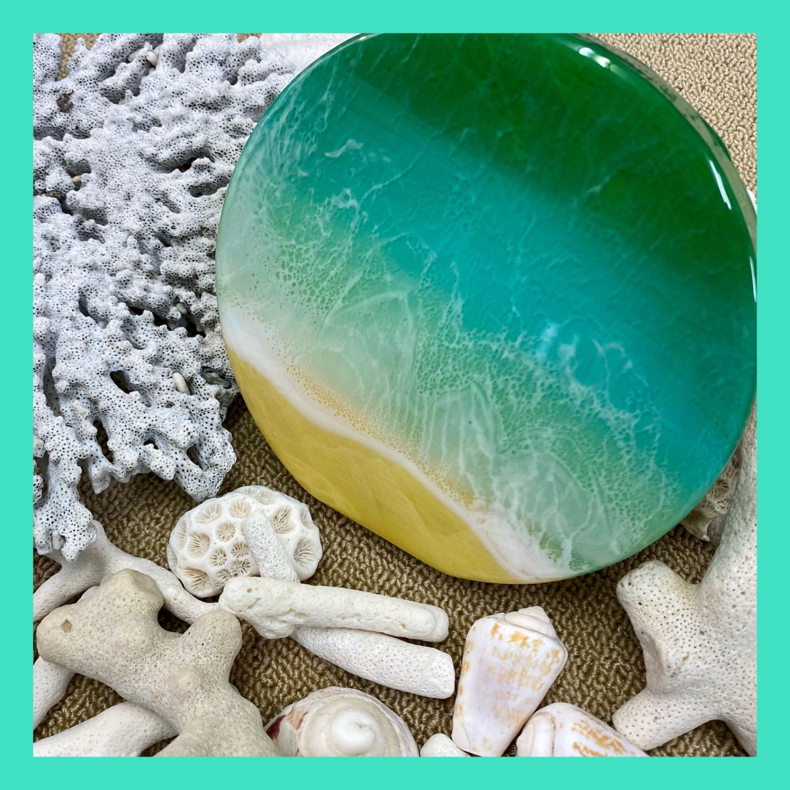 オーシャンパネル / レジンアート　No.37  BALI グリーン