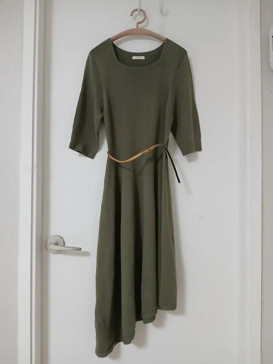 SYSTEM システム 7 スリーブレス アシンメトリー ニットワンピース ＋ ベルト