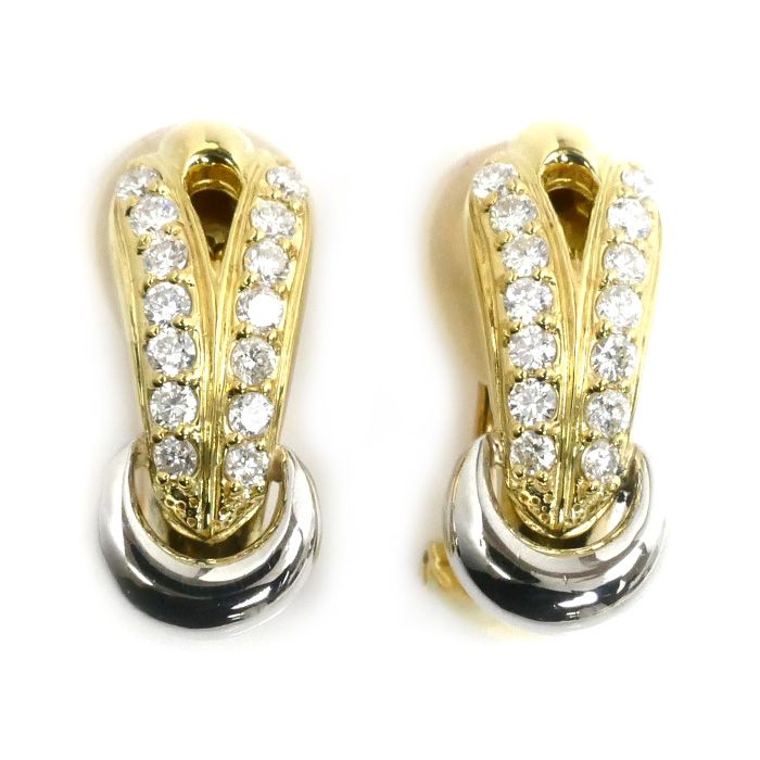 K18YG/Pt900 ダイヤ 2WAY ピアス ダイヤモンド0.27ct/0.27ct 7.4g 