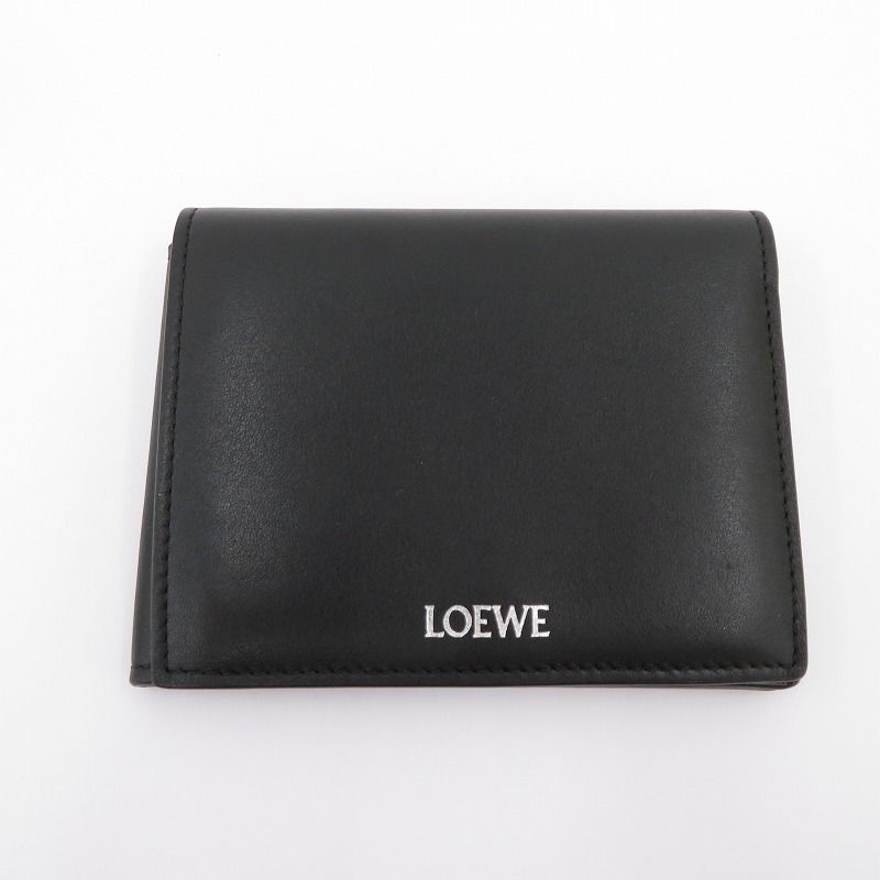 安定感のある 瀬戸大橋店 LOEWE | ロエベ 二つ折り財布 FOLDED WALLET CEM1Q94X01 ブラック 125 全品送料無料！