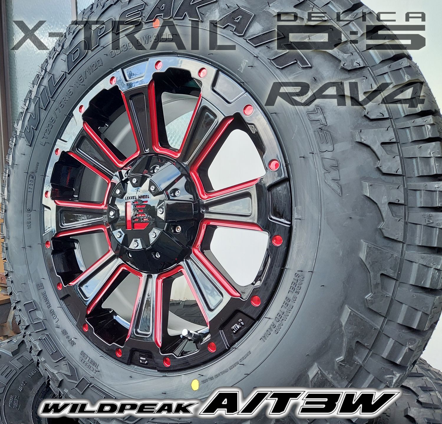 デリカD5 RAV4 エクストレイル タイヤホイールセット 16インチ DeathRock デスロック ファルケン WILDEPEAK A/T03W  225/75R16 235/70R16 LEXXEL レクセル - メルカリ