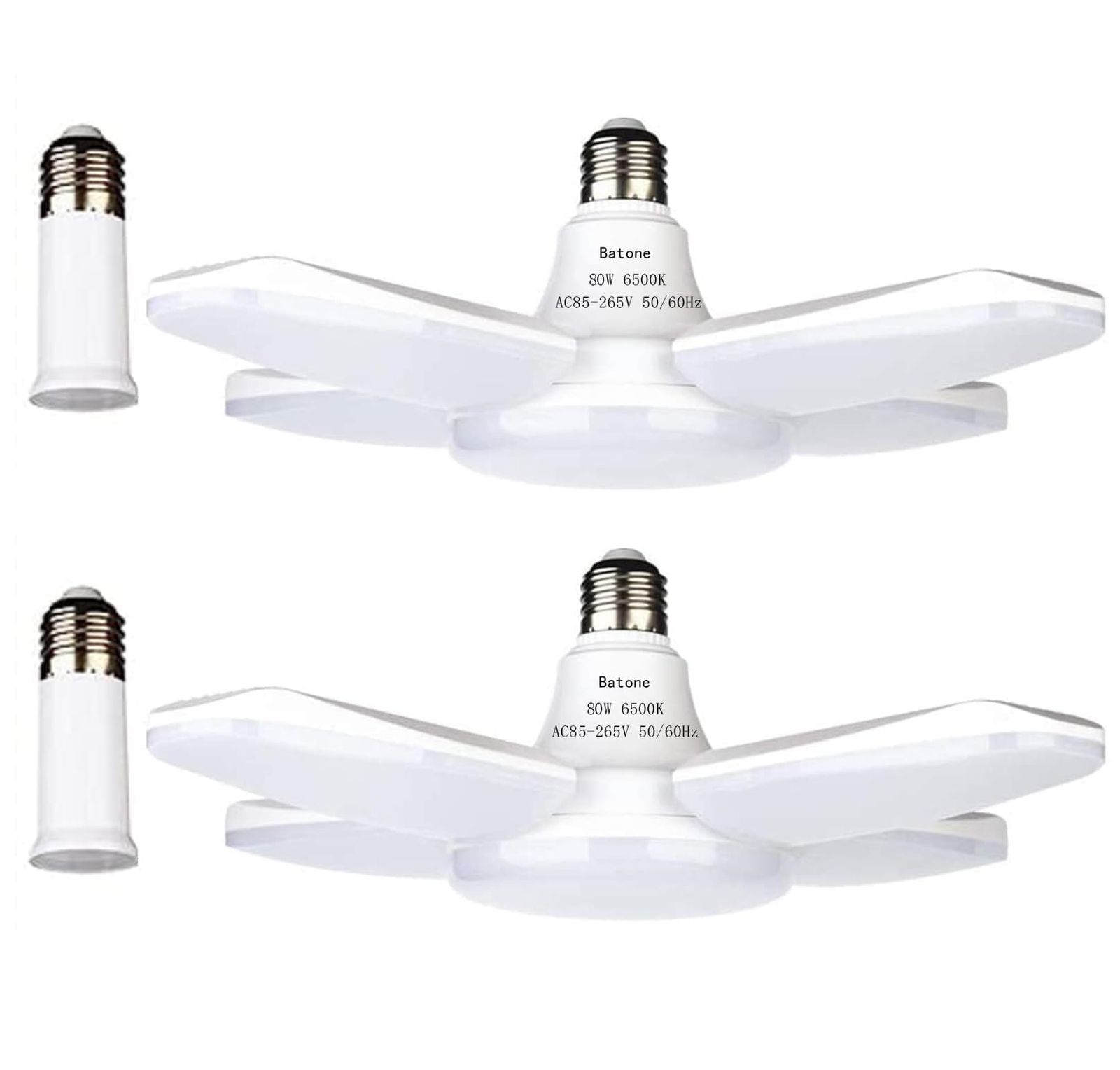 【迅速発送】Batone ガレージライトled 作業灯 led シーリングライト 80W 6500K 天井照明 照明 取付簡単 工事不要 角度調節可能 車庫 倉庫 納戸 工事用照明 昼白色 (2個)