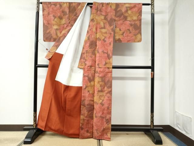 平和屋着物○本場大島紬 泥染め 7マルキ 源氏車文 正絹 逸品