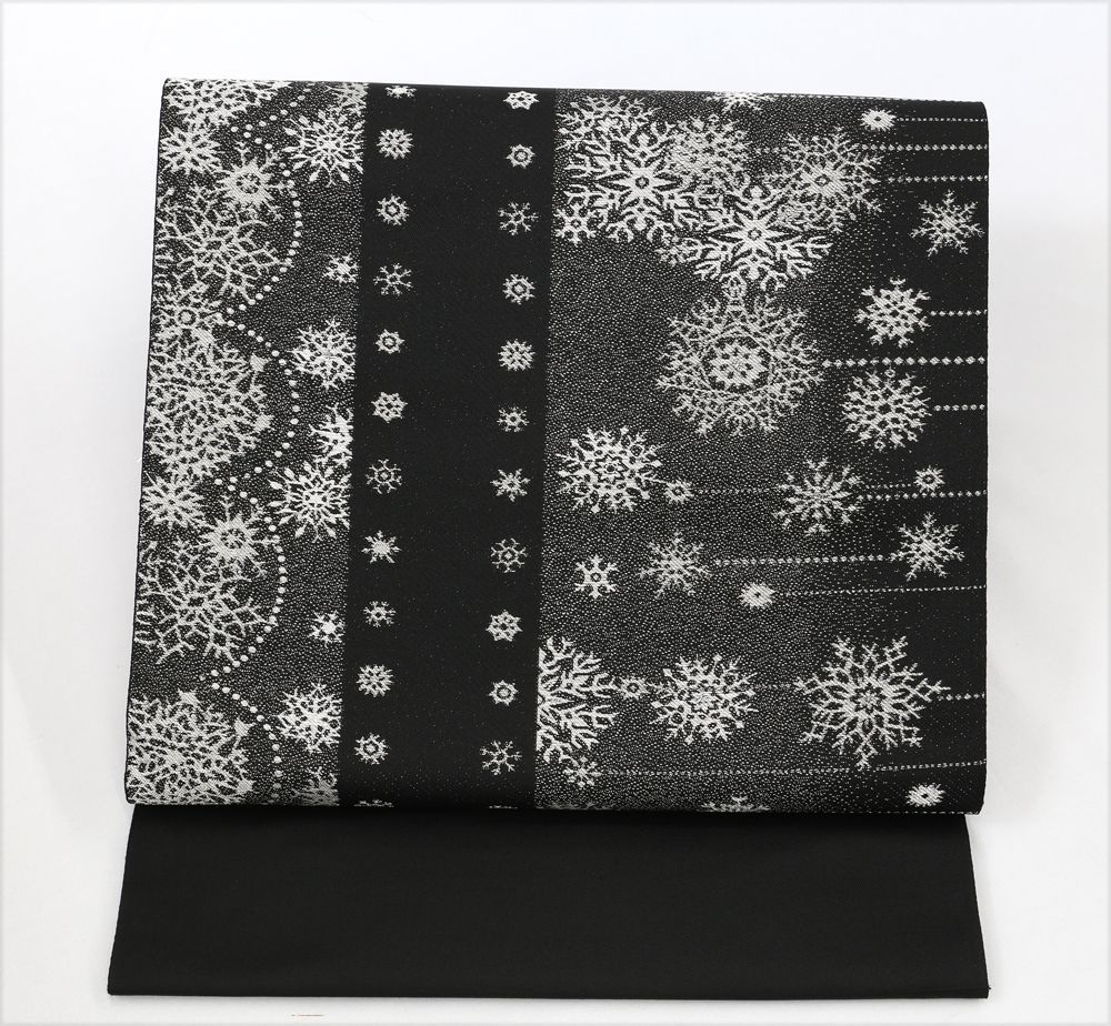 クリスマス 新品 仕立済 西陣織 名古屋帯 黒地 オーナメント