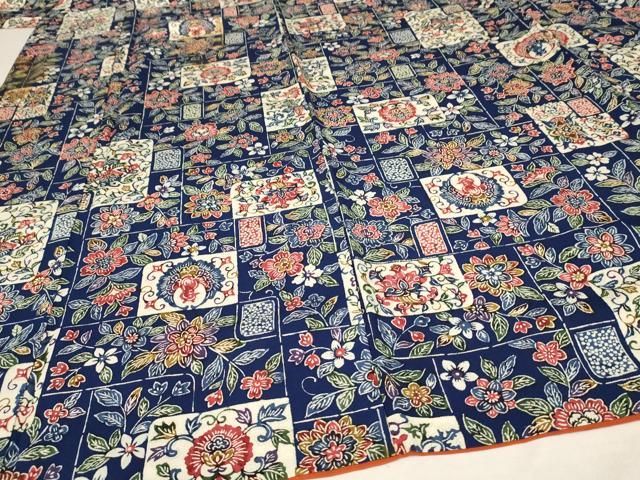 平和屋着物□上質な小紋 型染め 更紗花鳥文 正絹 逸品 平和屋着物□上質な小紋 型染め 更紗花鳥文 正絹 逸品
