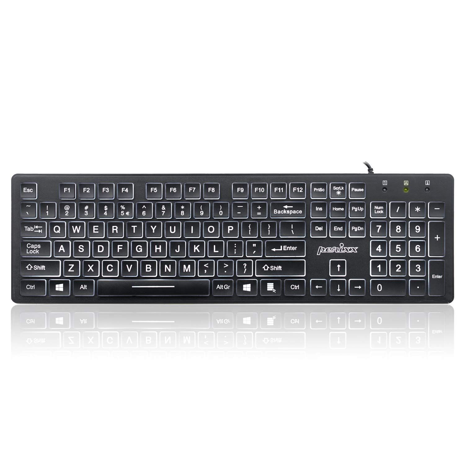 【特価商品】PERIBOARD-317 バックライトキーボード 有線 Perixx(ペリックス) バックライト USB接続 見やすい大きなプリントのキートップ使用 英語配列【正規品】 (四角キー)