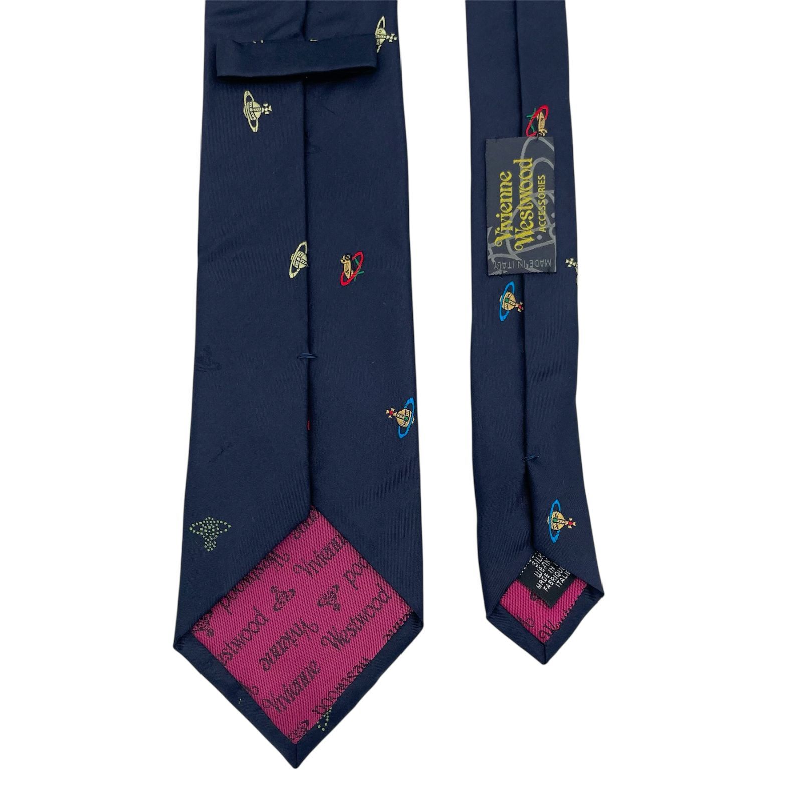 【美品】Vivienne Westwood ネクタイ オーブ フラワー ネイビー Vivienne Westwood ヴィヴィアン ネクタイ オーブ柄 ネイビー