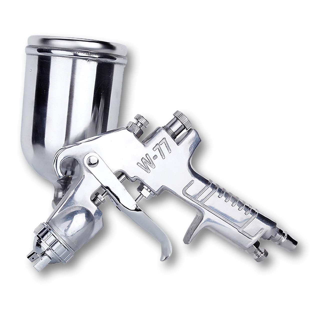 【VICHE CATT】 エアー ペイント スプレーガン 吸上式 W-77 重力式 口径 2.0 2.5 3.0 mm タンク容量 400ml 上壺式 ステンレス鋼 塗装 工具 (3.0口径) [3.0口径]