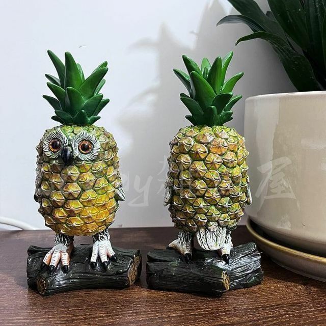 可愛すぎパイナップル フクロウ像 梟 ふくろう 置物オブジェ フ