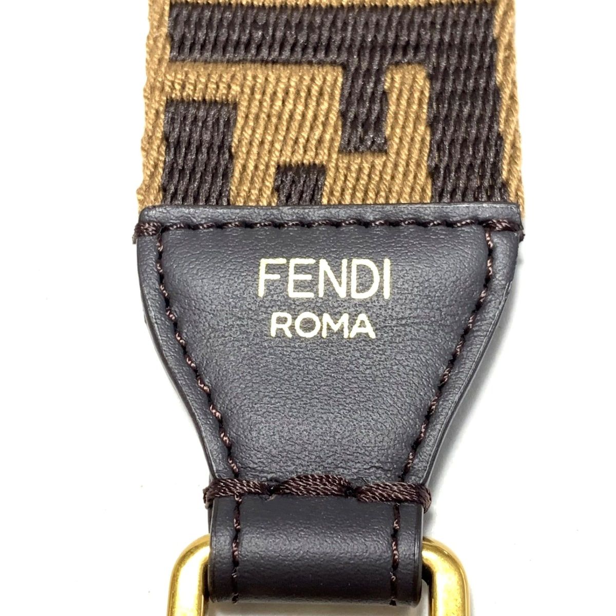 FENDI(フェンディ) ショルダーストラップ ストラップユー 8AV120 ブラウン×黒×ゴールド ズッカ柄 レザー - メルカリ