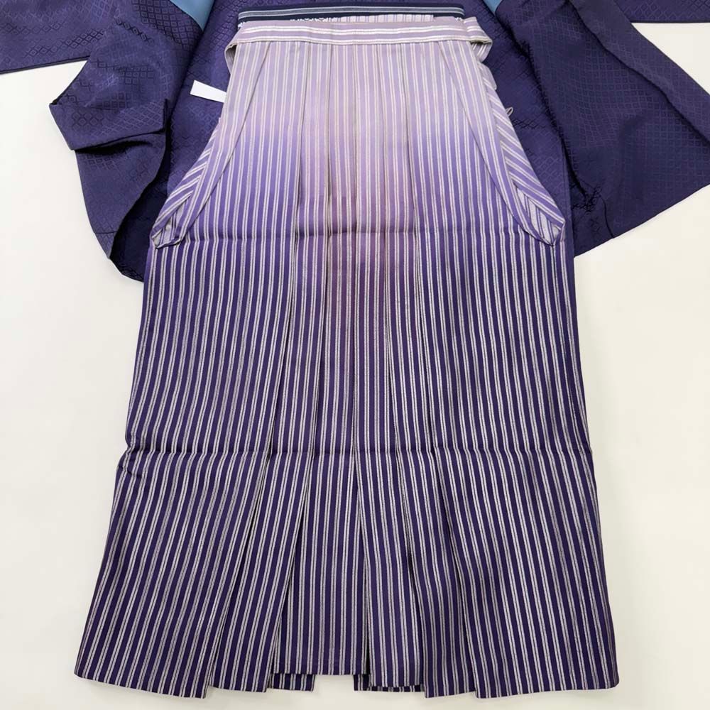 紋付袴 4点セット 着物 羽織 袴 角帯 長着 成人式袴 裄68 5 cm 袴丈85 M 紫 五つ紋 4802