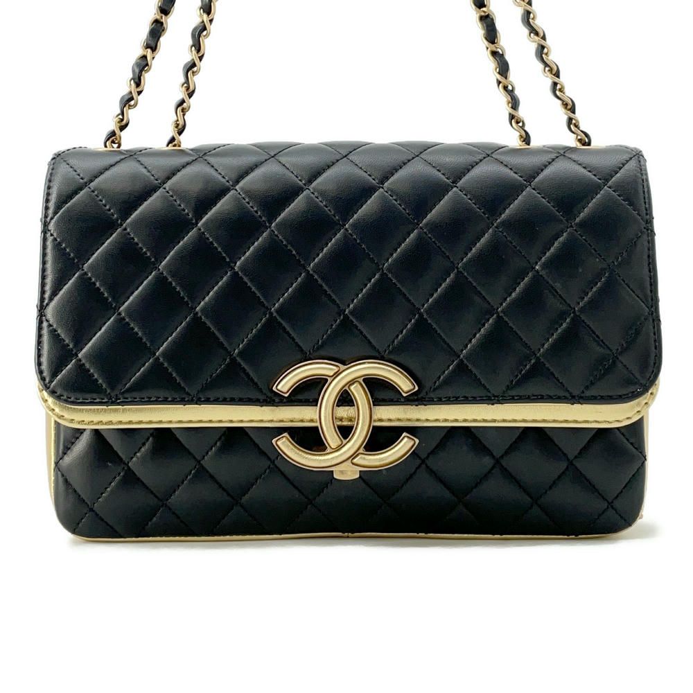 シャネル ラムスキン マトラッセ チェーンショルダー バッグ ココマーク 黒 CHANEL/シャネル ココマーク ラムスキン マトラッセ チェーン
