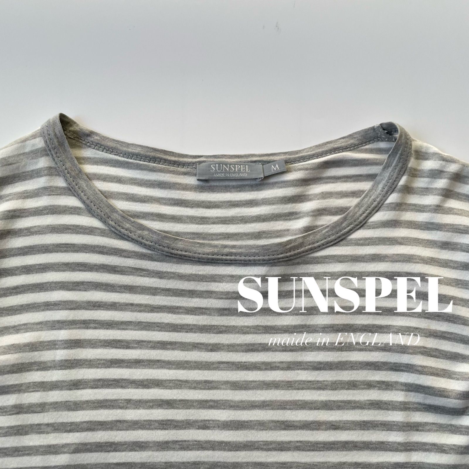 英国製】 SUNSPEL サンスペル 細ボーダー クルーネック Tシャツ - メルカリ