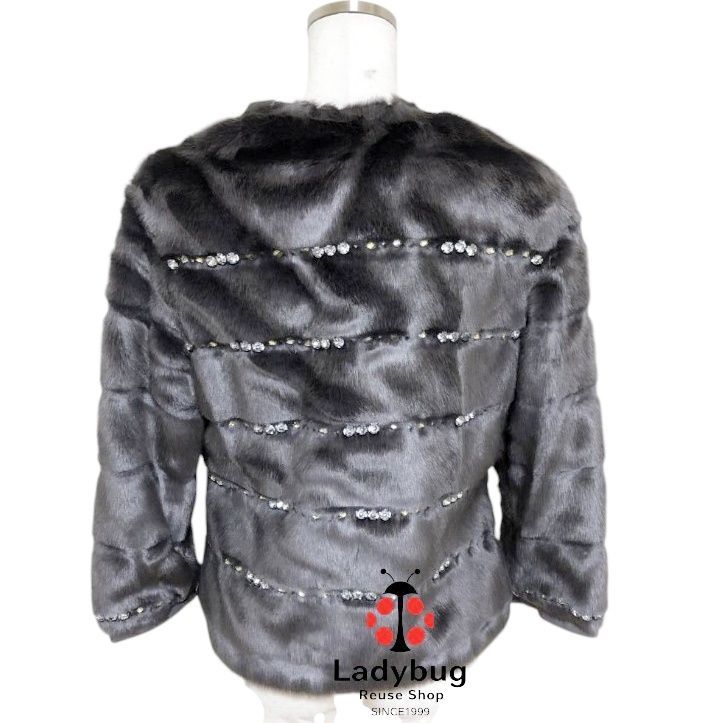 TED BAKER テッドベーカー ファーコート ノーカラーコート グレー 英国ブランド NICORILABO_COM