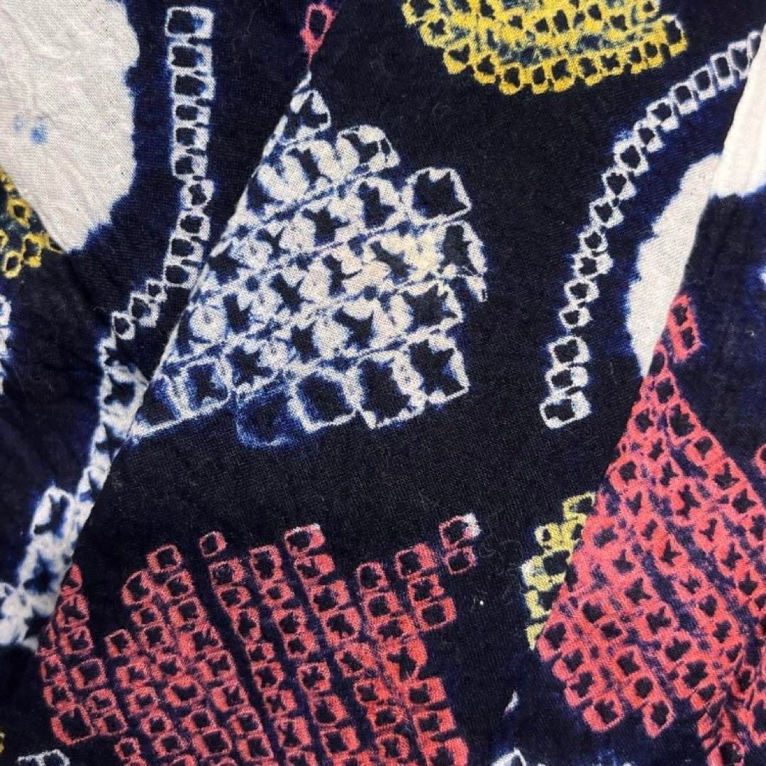 浴衣 有松鳴海絞り 花模様 リーフ 藍色 着物 033a d - メルカリ