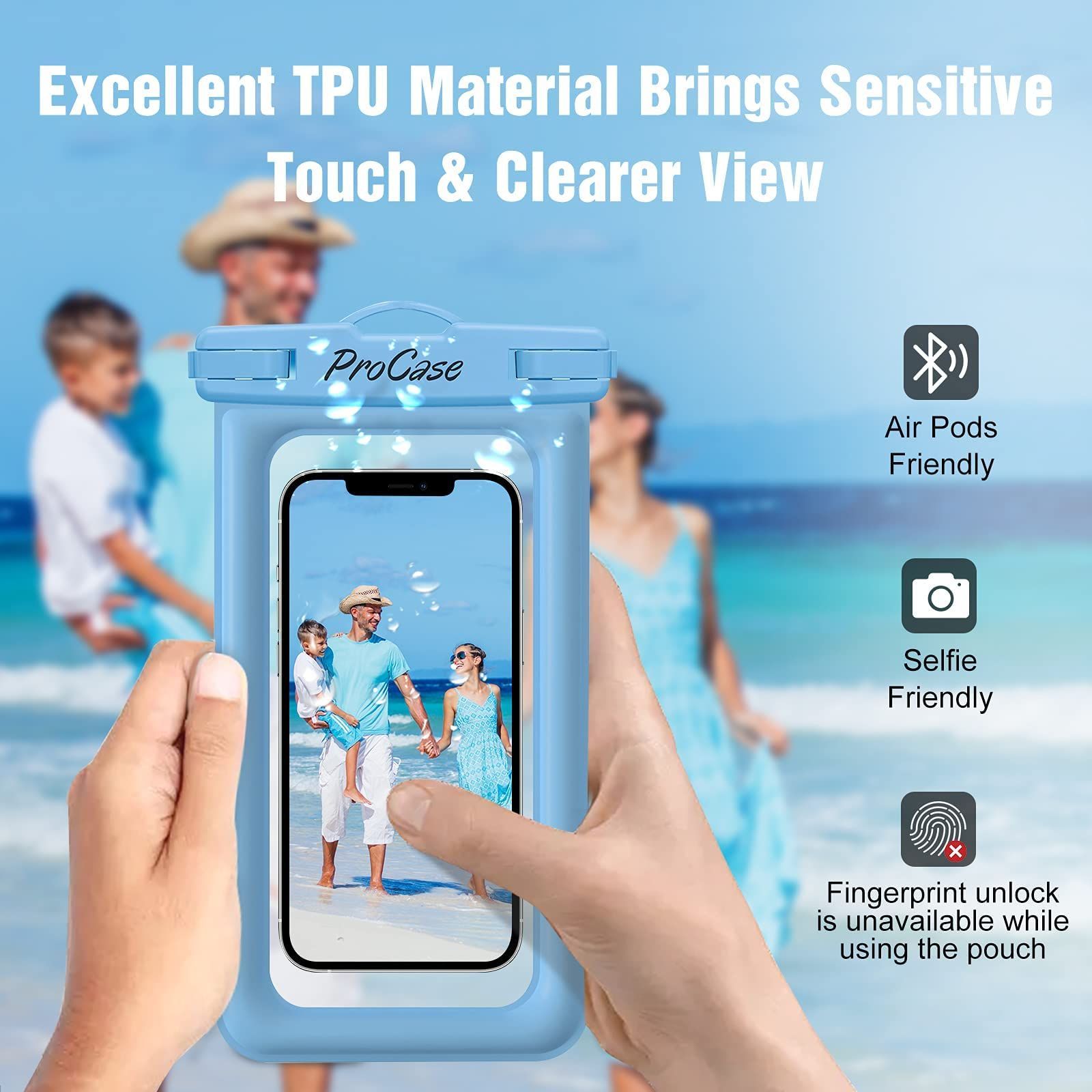 【在庫処分】[2点セット] スマホ防水ケース 、[フロート式]ドライバッグ IPX8認定 完全保護 密封、水中撮影 お風呂 温泉 釣り 海に適用 ProCase 最大7.0インチ対応：iPhone 14 13 Mini Pro Max・iPhone 12・11